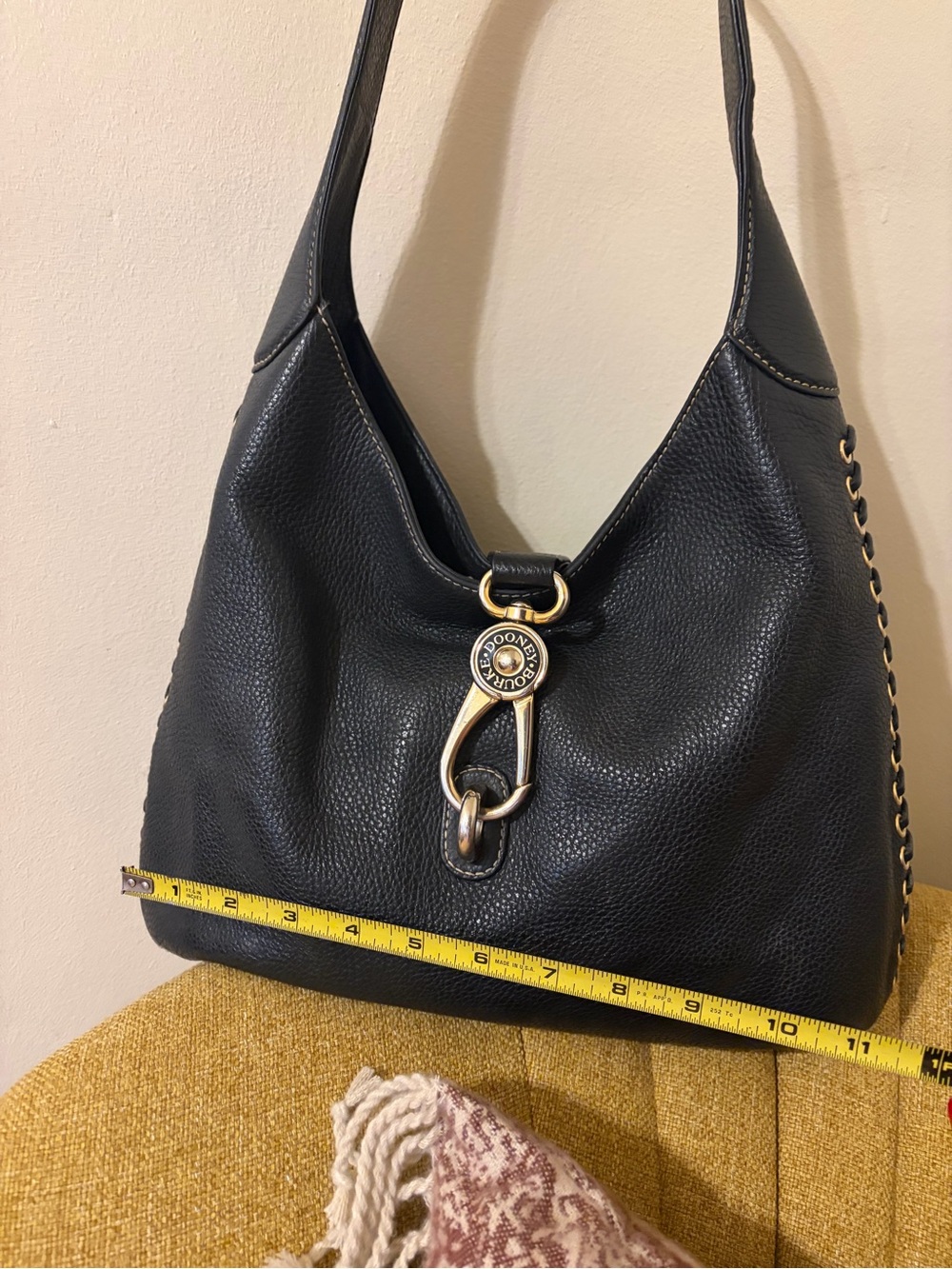 Dooney & Burke Black Leather Hobo Bag with side Hardware Detailing - Picture 11 of 12